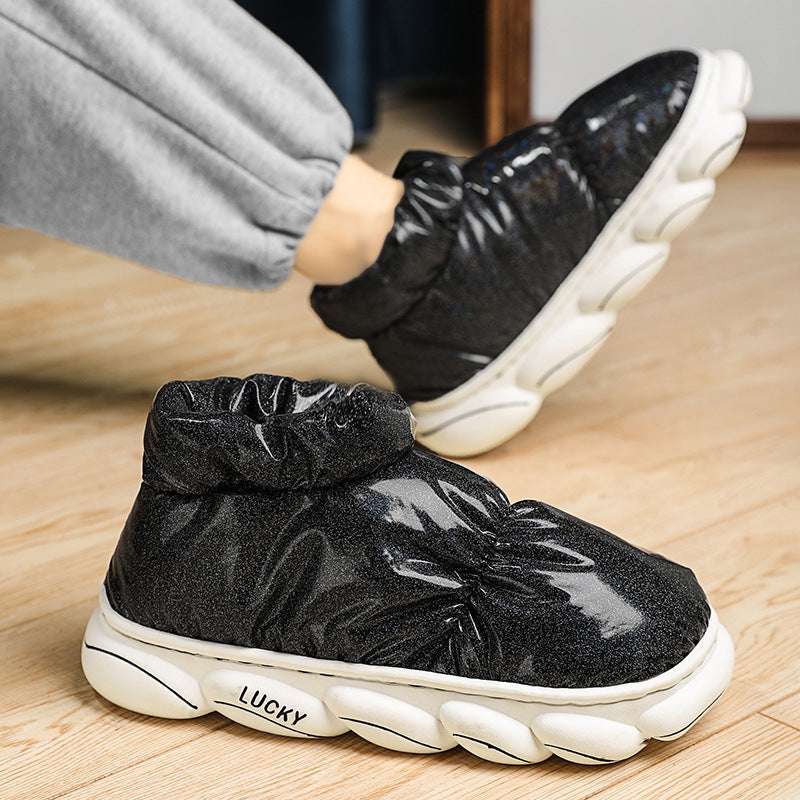 Cotton Slippers Men Can Wear Outside In Winter Plus Velvet Warm Shoes - globaltradeleader