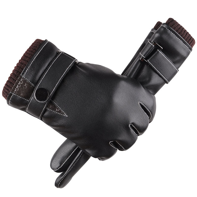 Men's Autumn And Winter Leather Touchpad Sensible Gloves Wool Warm - globaltradeleader
