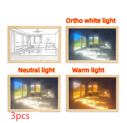 LED Decorative Light Painting Bedside Picture Style Creative Modern Simulate Sunshine Drawing Night Light Gift