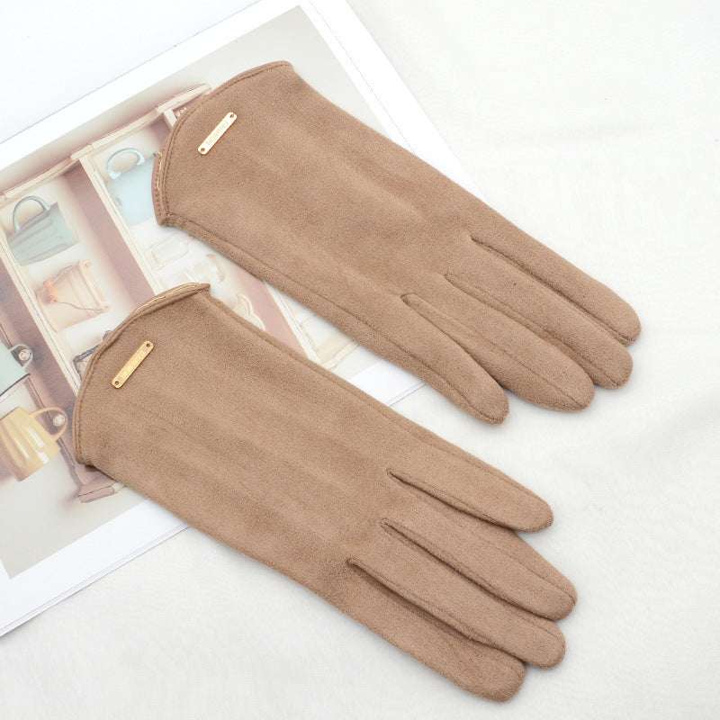 Women's Fleece Suede Gloves Warm And Cold Protection - globaltradeleader