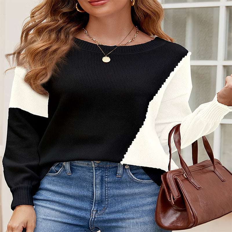 European And American Knitted Temperament Commute Long Sleeve Round Neck Multicolor Sweater - globaltradeleader