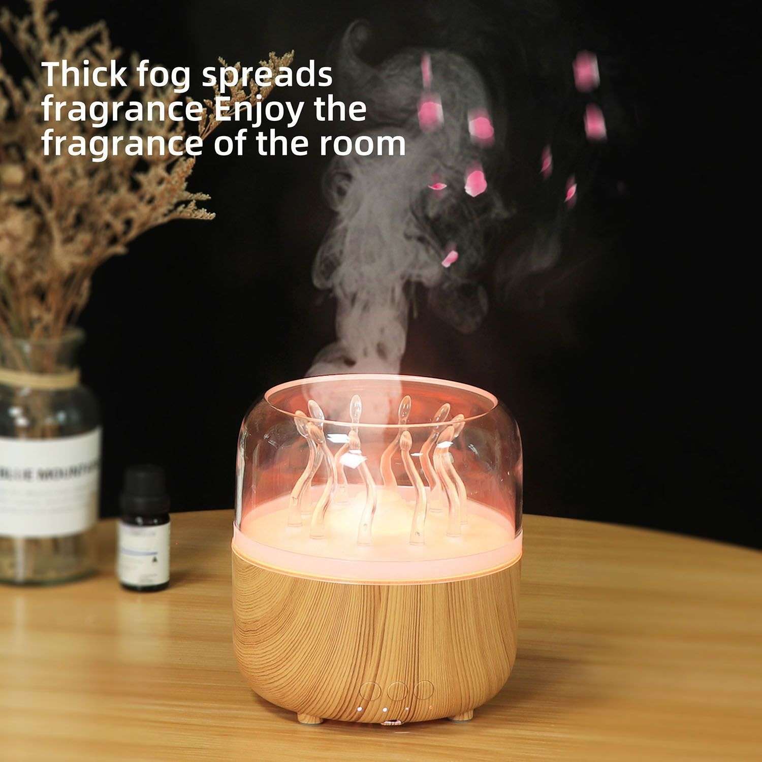 Wood Grain Rotating Dynamic Spray Jellyfish Ambience Light - globaltradeleader
