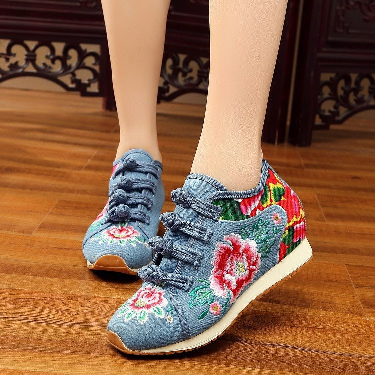 Buckle embroidered shoes ethnic casual shoes