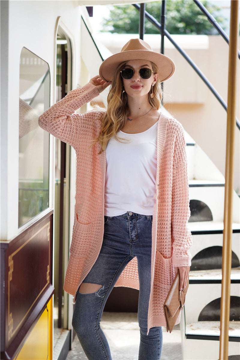 Women's solid color sweater coat - globaltradeleader