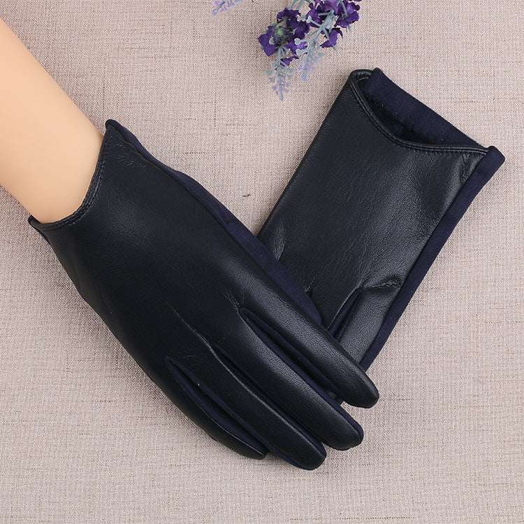 PU Leather Gloves Women's Winter Fleece Thick Touch Screen - globaltradeleader
