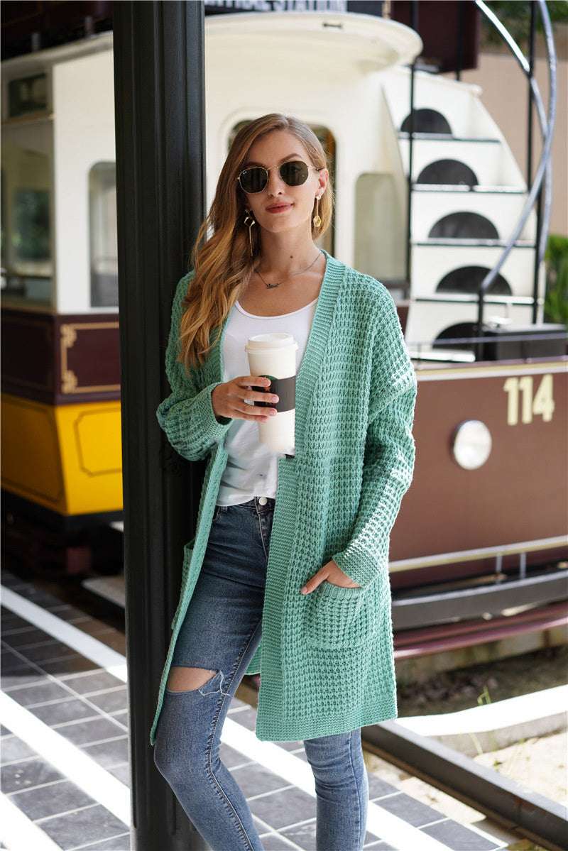 Women's solid color sweater coat - globaltradeleader