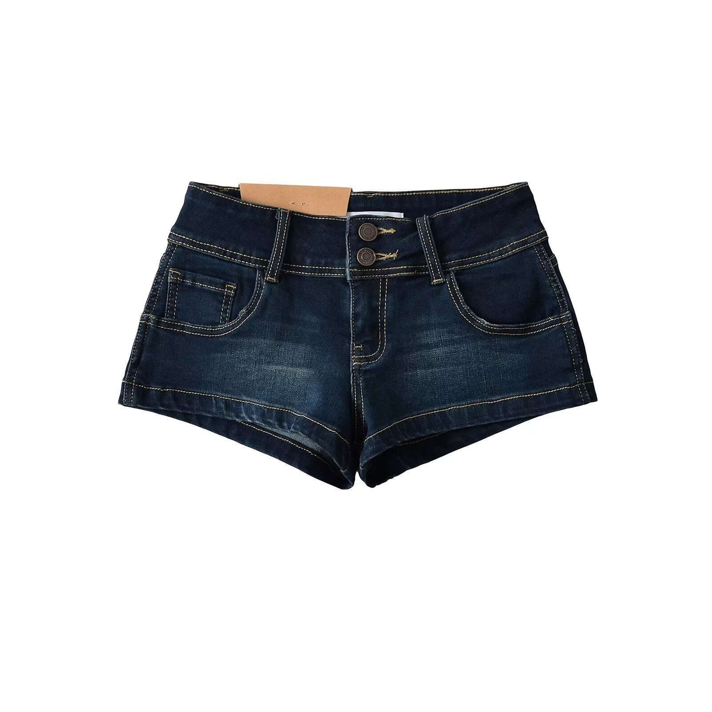 European And American Style Two-button Distressed Tight Stretch Denim Shorts - globaltradeleader