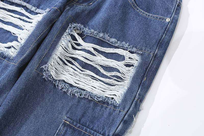 Men's Fashion Vintage Ragged Burlap Letter Embroidered Jeans