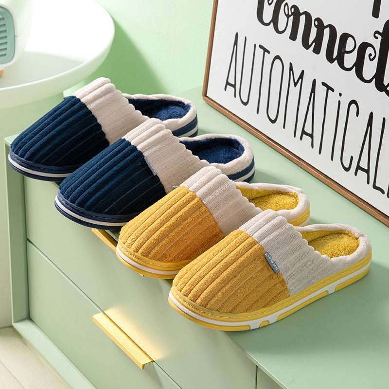 Unisex Winter Slippers Corduroy Shoes Couples Bedroom Slippers Women Men - globaltradeleader