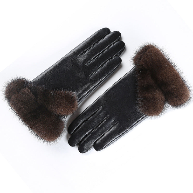 Women's Touch Screen Sheepskin Gloves In Winter - globaltradeleader