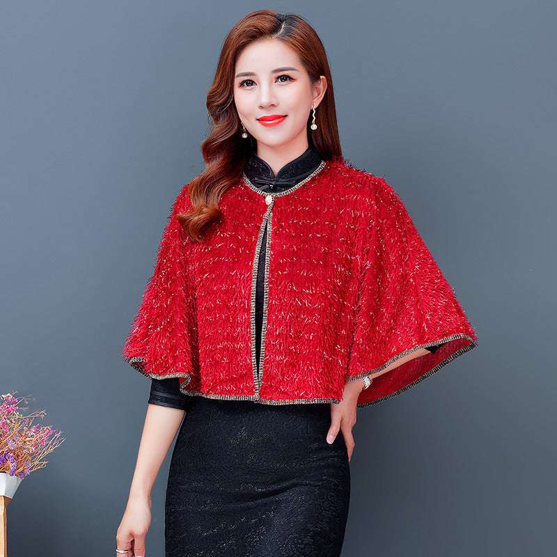Cheongsam shawl women short cape round neck