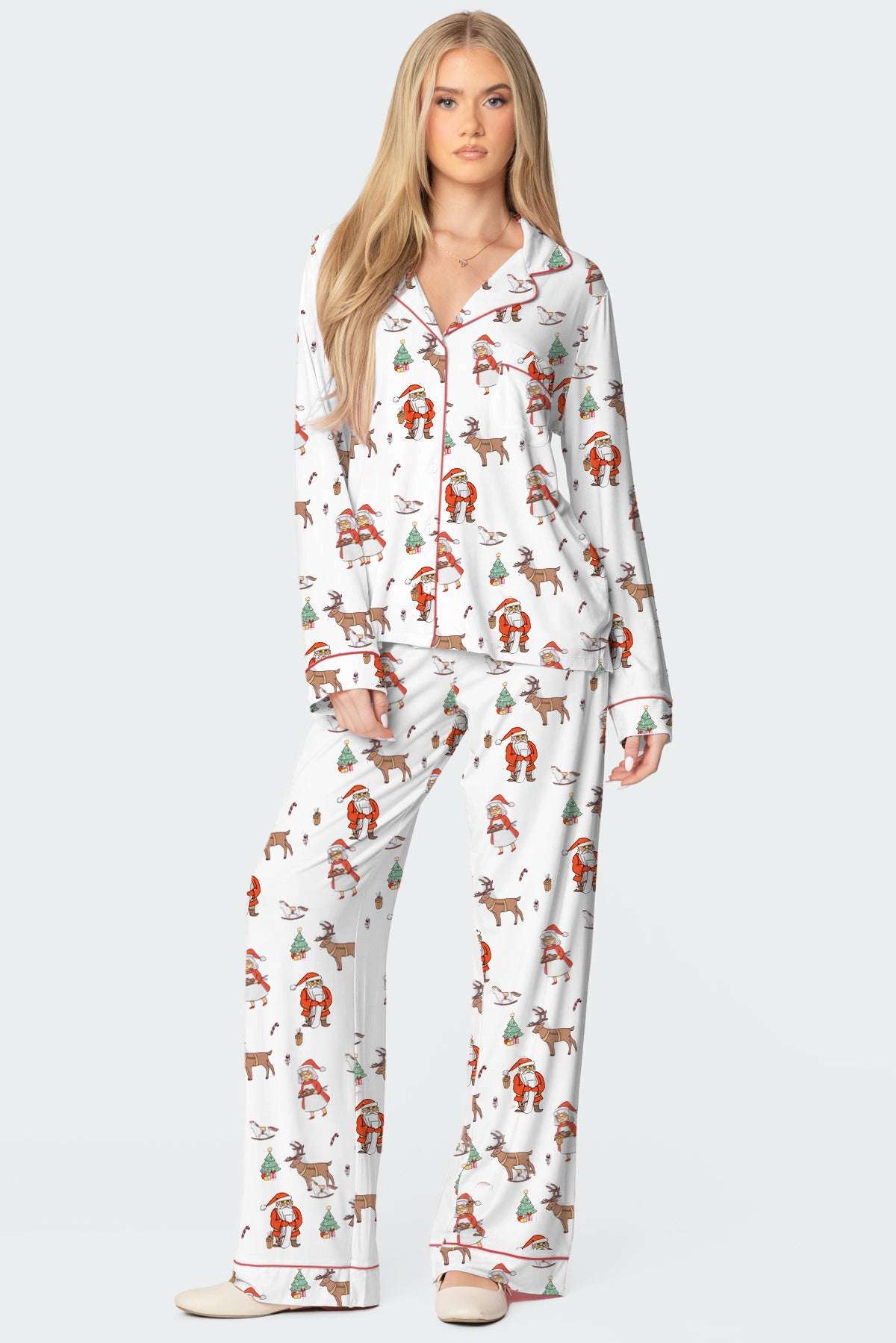 Christmas Printed Long-sleeved Trousers Autumn Ladies Home Leisure Suit - globaltradeleader