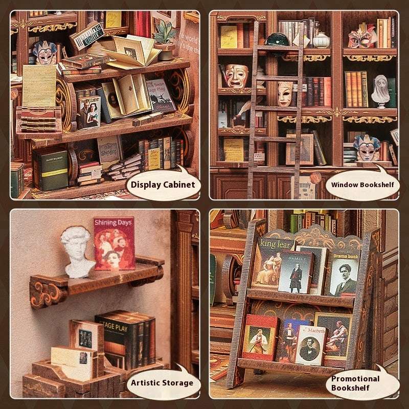 Drama Bookstore Creative Diy Wooden 3d Stereo Hand-assembled Book Stand