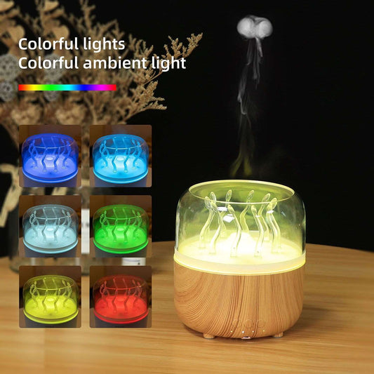 Wood Grain Rotating Dynamic Spray Jellyfish Ambience Light - globaltradeleader