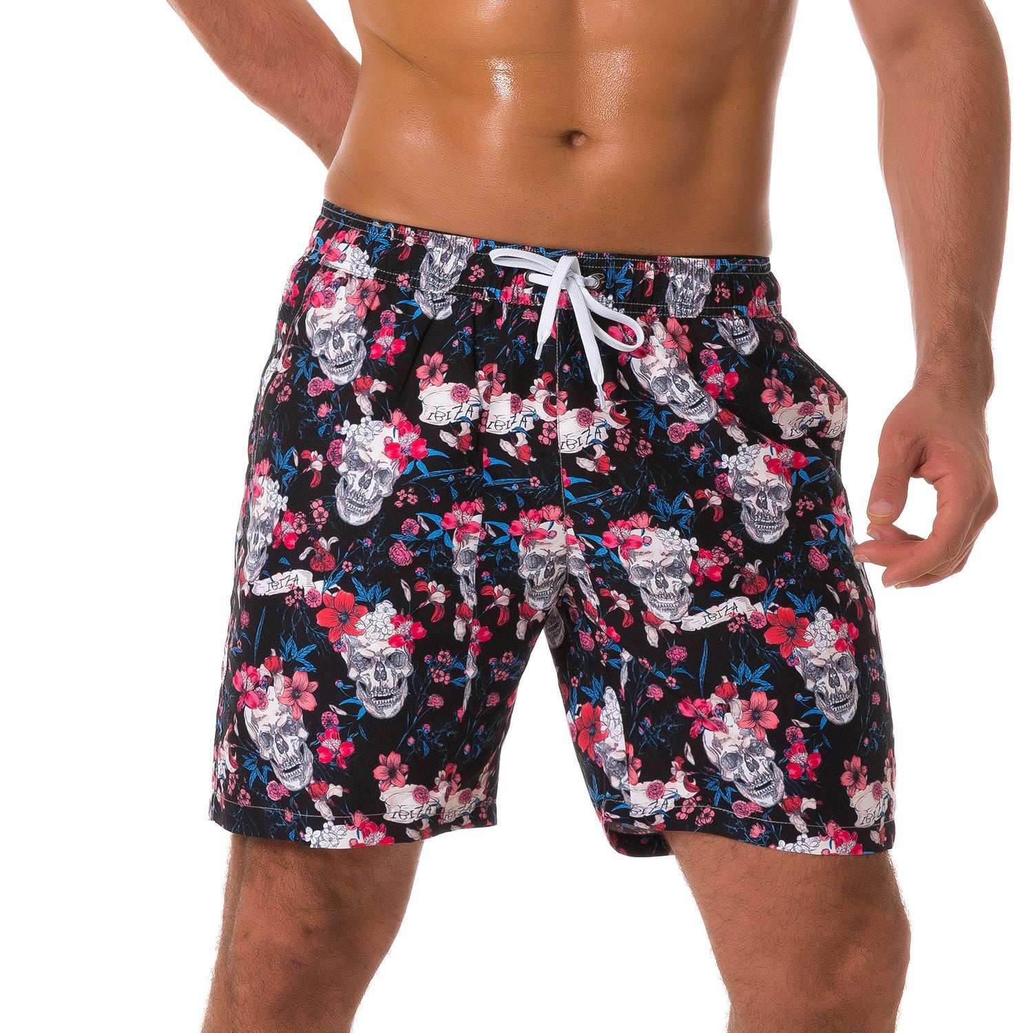 Multi-pocket Floral-lined Beach Shorts Outdoor Shorts - globaltradeleader