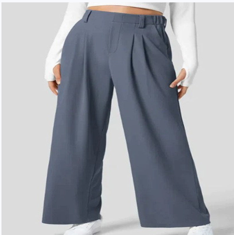 High Waist Straight Loose-fit Tappered Trousers Casual Simple - globaltradeleader