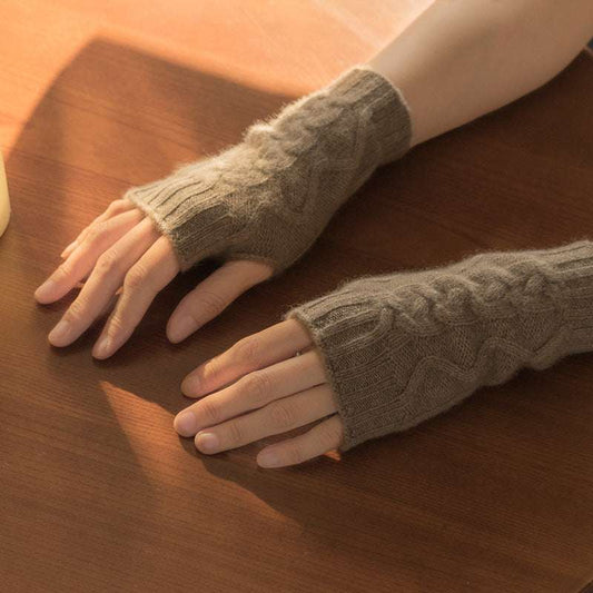 Cashmere Autumn And Winter New Women's Half Finger Twist Gloves - globaltradeleader