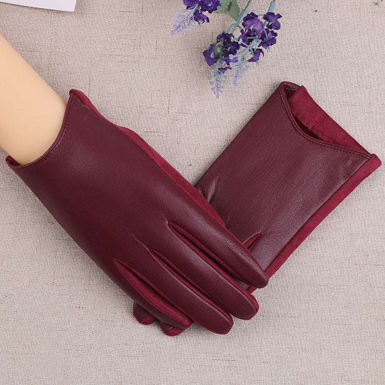 PU Leather Gloves Women's Winter Fleece Thick Touch Screen - globaltradeleader