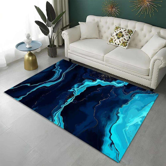 Green Blue Black Marble Nordic Carpet Flannel Printed Mat - globaltradeleader