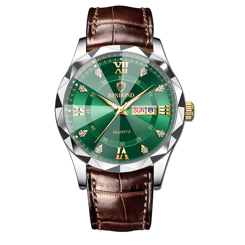 Genuine Leather Men's Waterproof Leisure Fashion Business Men's Student Quartz Watch - globaltradeleader