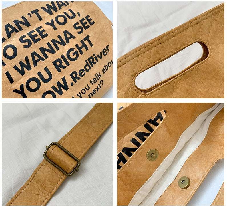 Casual One Shoulder Crossbody Portable Kraft Paper Bag