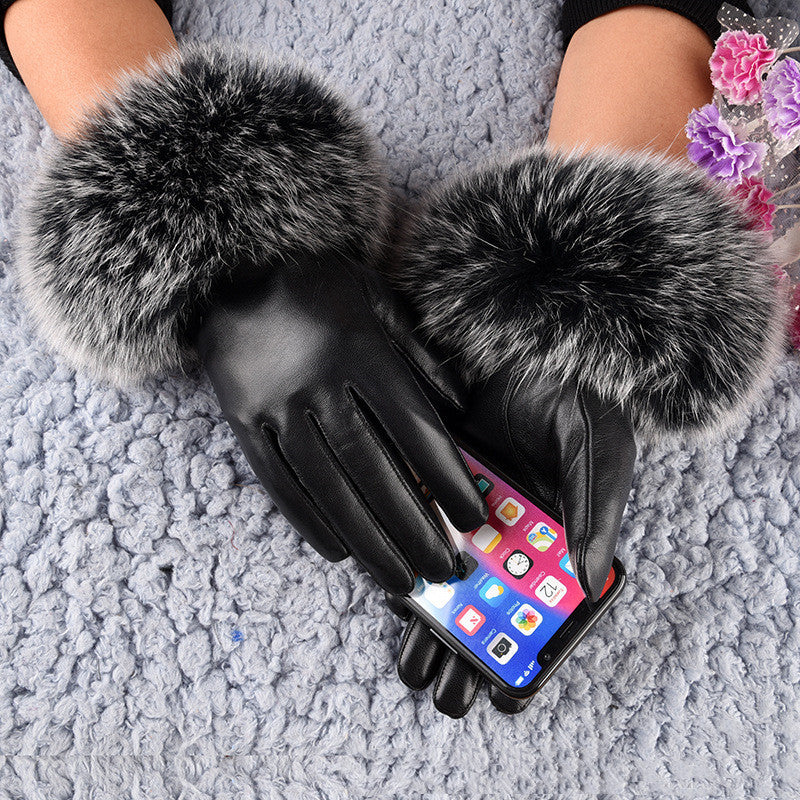 Women's Sheepskin Fleece-lined Warm Gloves - globaltradeleader