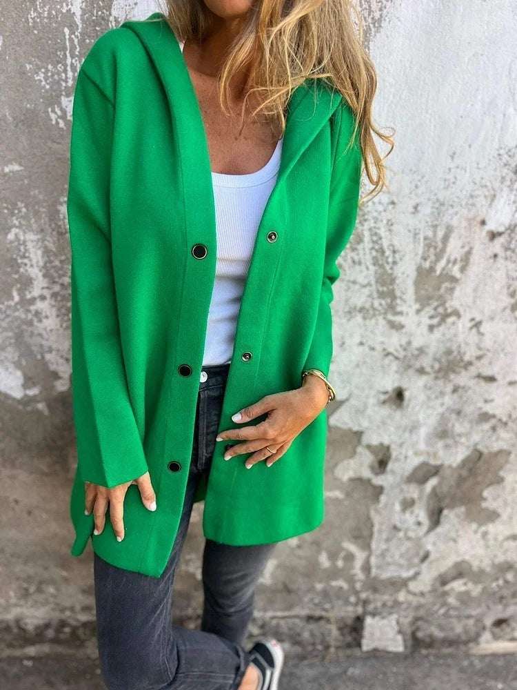 Casual Hooded Single-Breasted Cardigan Fashion Loose Solid Color Jacket Spring And Autumn Women's Clothing - globaltradeleader
