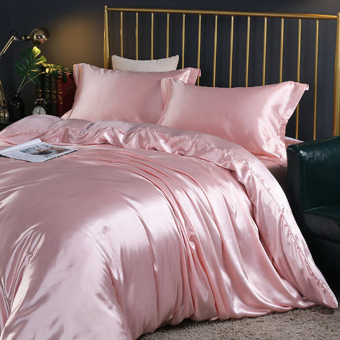 Solid Color Double-sided Silk Four-piece Set Silkworm Silk Satin Bed Sheet Quilt Cover - globaltradeleader