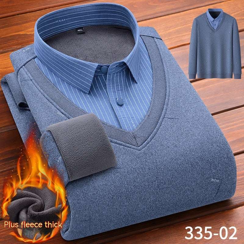 Winter Fleece False-two-piece Warm Shirt