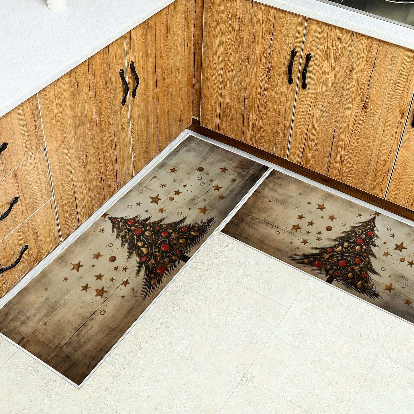 Household Christmas Tree Printing Kitchen Non-slip Mat