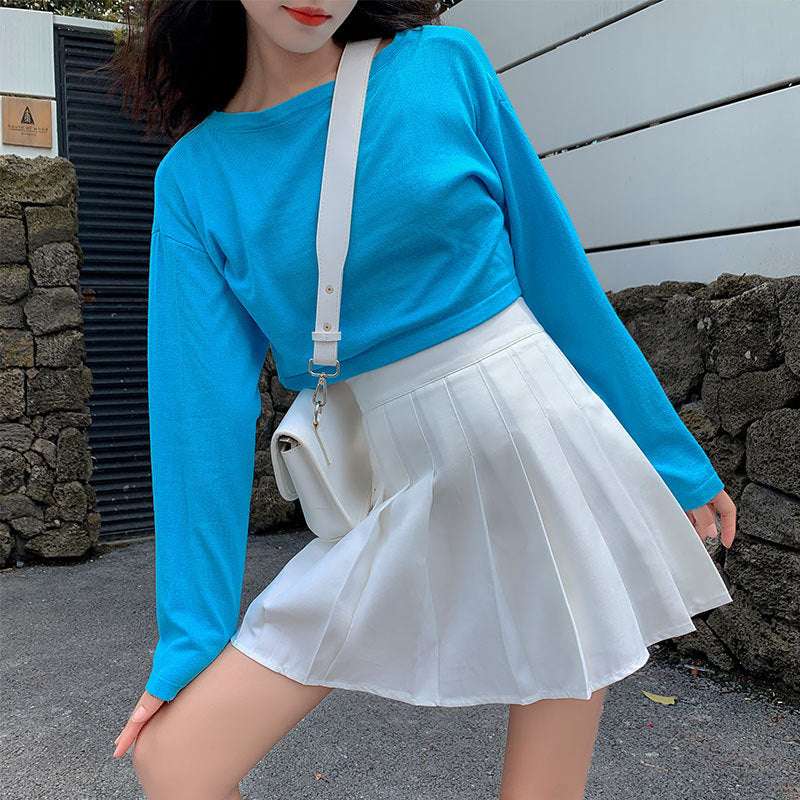 Sweet Spring And Autumn Thin Grey Skirt - globaltradeleader