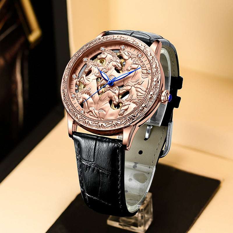 Fashion Hollowed-out Automatic Mechanical Waterproof Watch - globaltradeleader