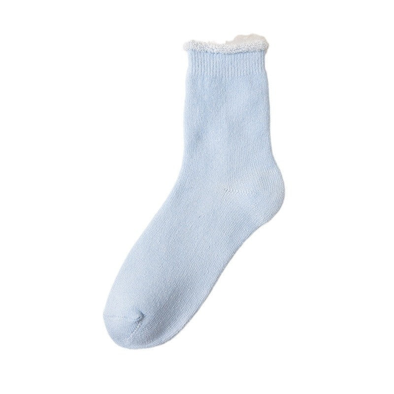 Women's Mid-calf Winter Fleece Lined Padded Warm Keeping Sleeping Floor Cashmere Socks - globaltradeleader