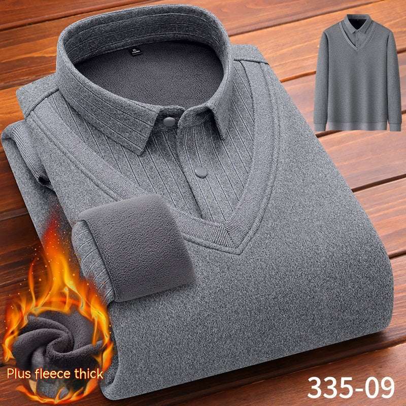 Winter Fleece False-two-piece Warm Shirt