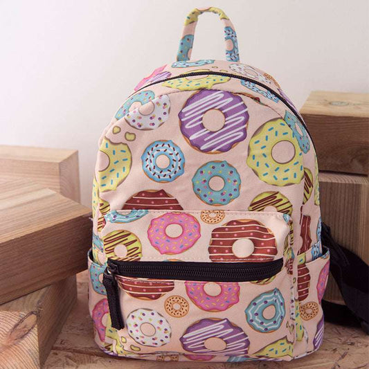 Mini Backpack Summer Donut Student Schoolbag 3D Digital Printing Backpack For Little Girls