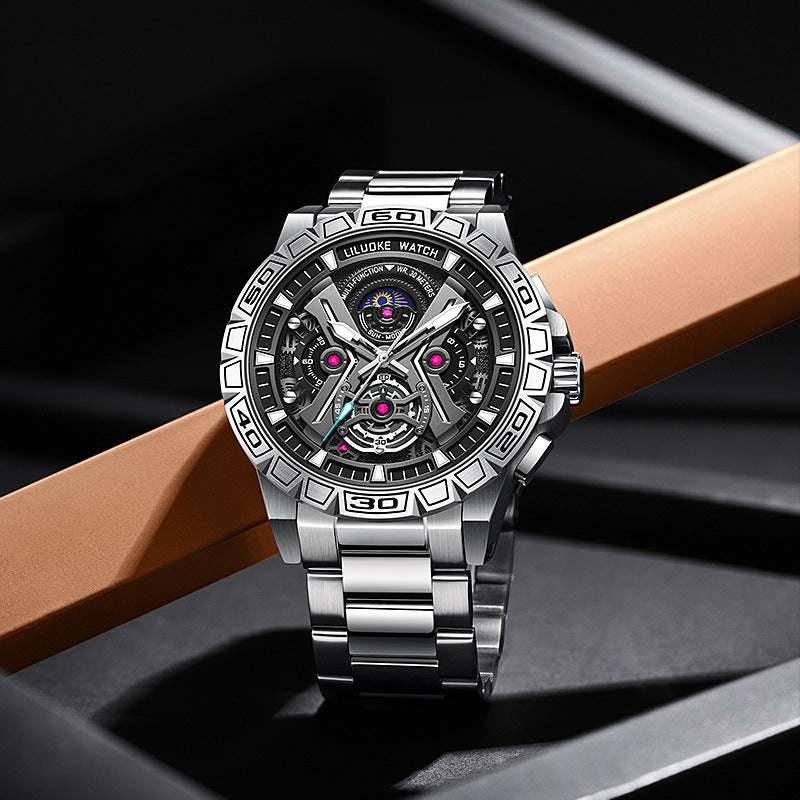 Three-Dimensional Hollow Waterproof Luminous Multifunction Quartz Watch - globaltradeleader