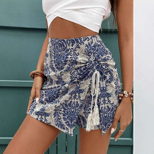 Women's Casual Retro Pattern Wrap Shorts - globaltradeleader