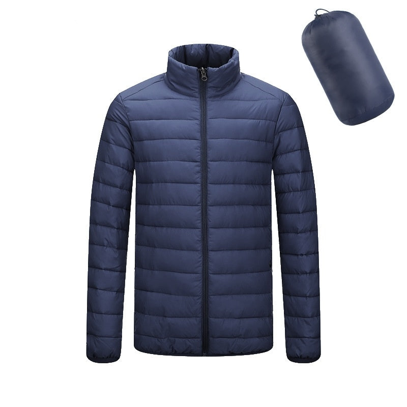 Men's Lightweight Hooded Coat Winter Warm Solid Color Zipper Jacket Fashion Portable Outerwear Top Clothing - globaltradeleader