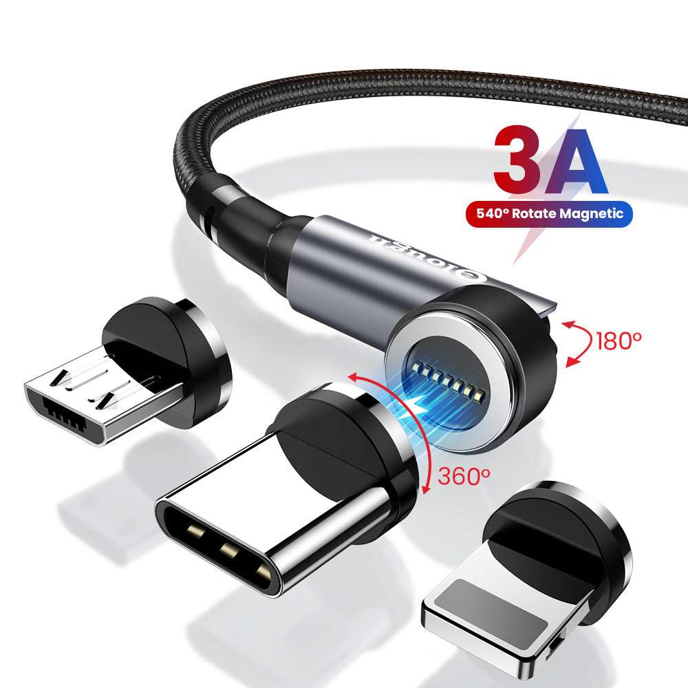 Elough 540 Degree Rotating Seven-pin Small Waist Magnetic Charging Cable 3-in-1