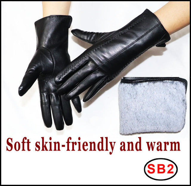 Women's Sheepskin Gloves Winter Warmth Plus Velvet Short Thi - globaltradeleader