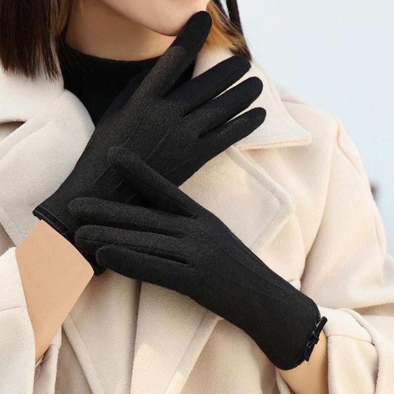 Women's Winter Fleece Lined Padded Warm Keeping Finger Outdoor Gloves - globaltradeleader