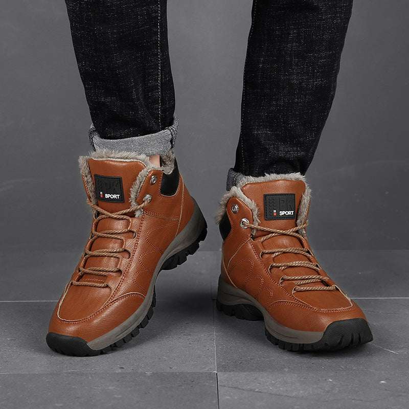 Winter Boots For Men Warm Leather Shoes With Plush - globaltradeleader