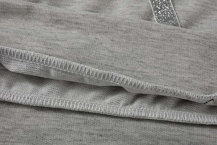 European And American Sequins Printed Loose Hooded Sweater Women