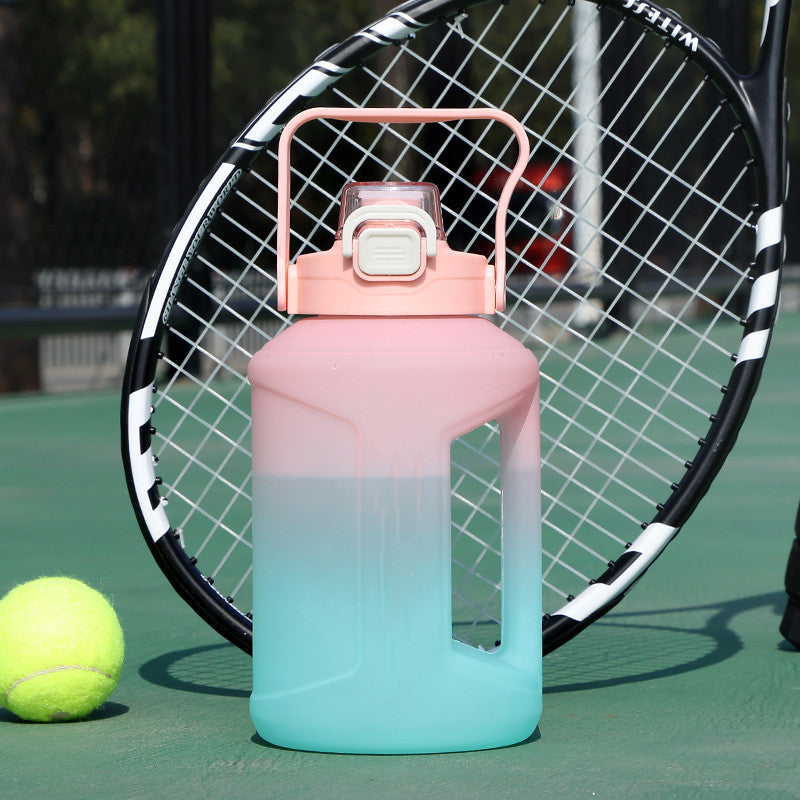 Large Capacity Straw Cup Gradient Plastic Water Bottle