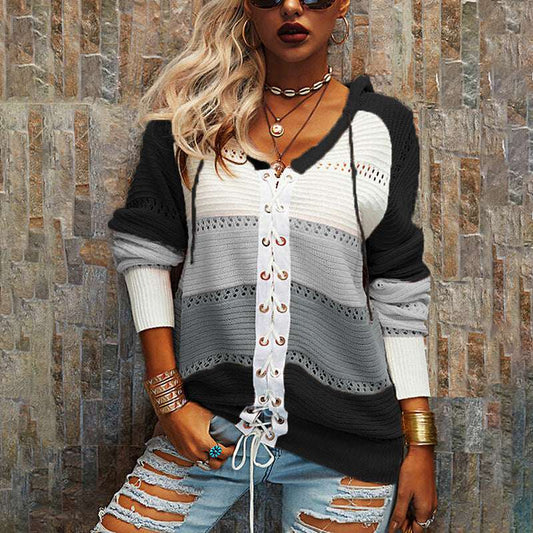 European And American Long-sleeved Contrast Stitching Women's Jacket - globaltradeleader