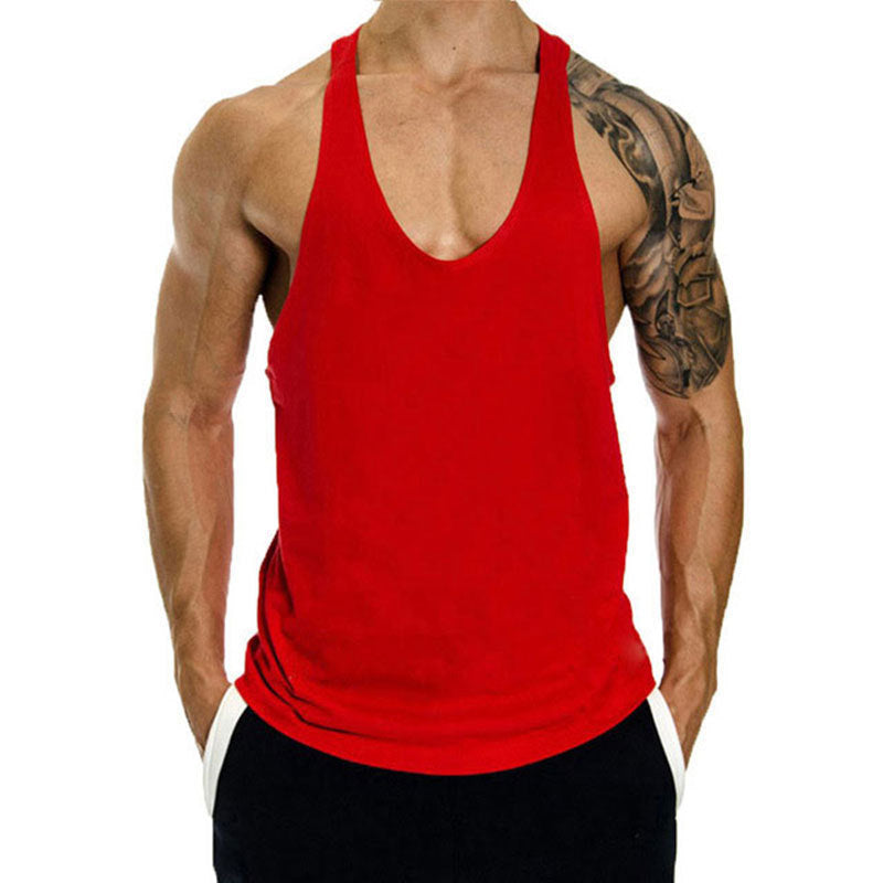 Muscle Gym Loose Leisure Sports Vest Men's I-shaped Breathable Sleeveless T-shirt - globaltradeleader