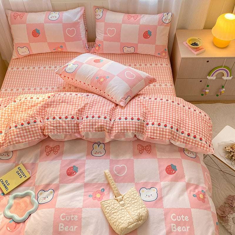 Printed Cartoon Girl Quilt Cover Cotton Four-piece Bed Sheet