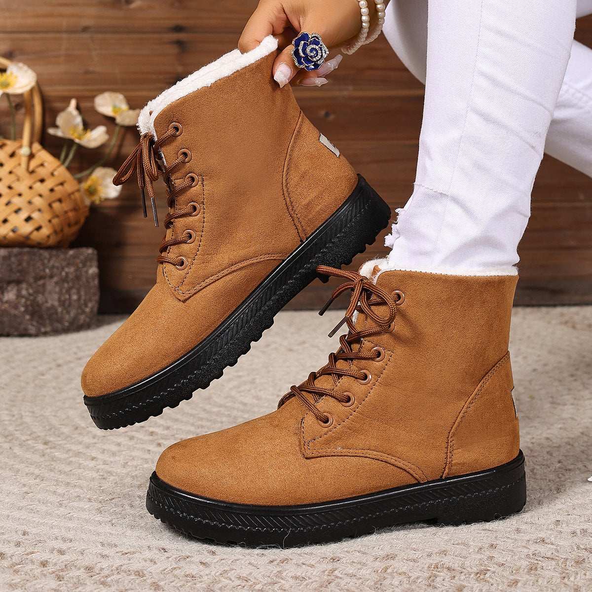 Women's Fashionable Waterproof High-top Cotton-padded Snow Boots - globaltradeleader
