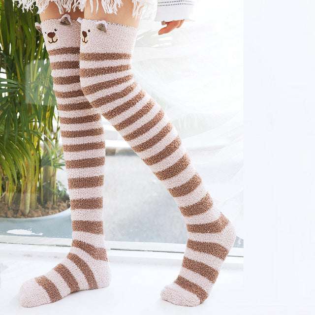 Christmas Long Socks Winter Women Striped Stockings New - globaltradeleader
