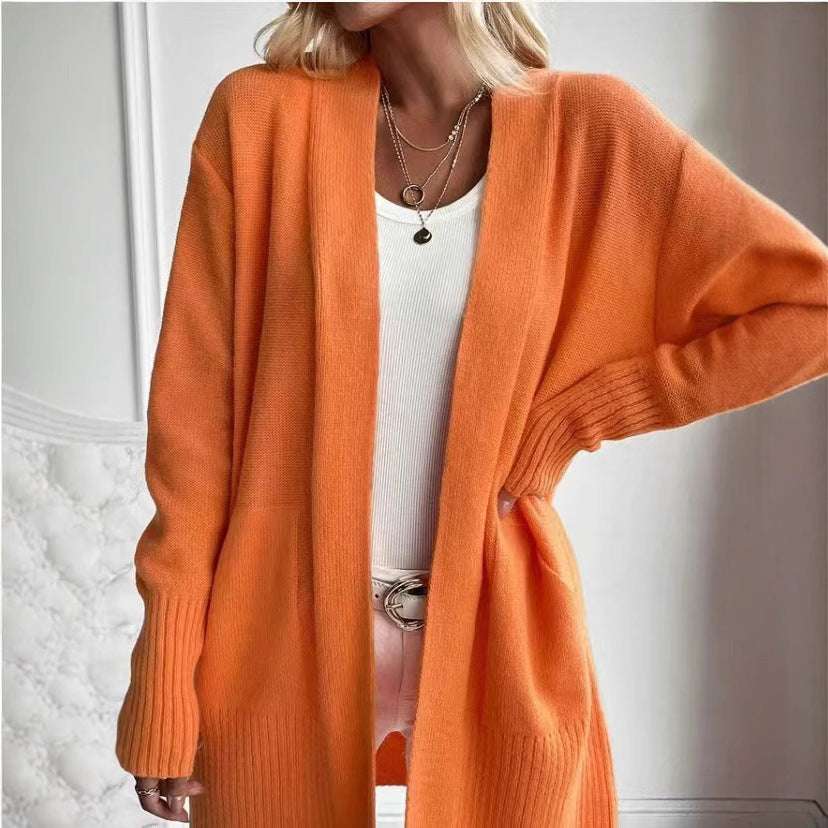 Plus Size Women's Solid Color Knit Casual Simple Cardigan - globaltradeleader